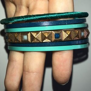gold and blue bangles